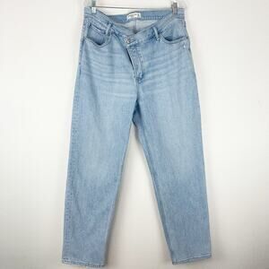 Abercrombie & Fitch Criss Cross Light Blue the Dad High Rise Straight Leg Jeans